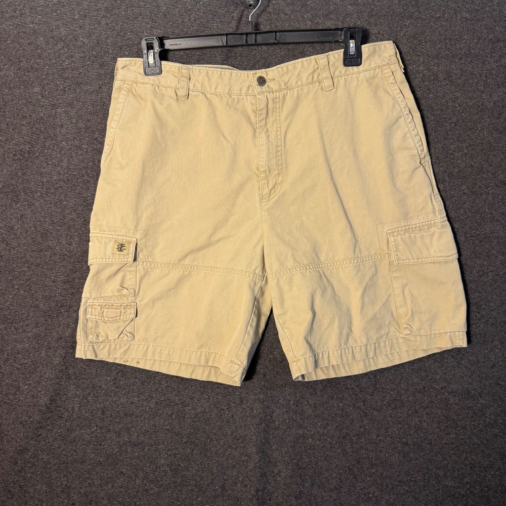 Men's 38 cargo shorts grunge skater multi pocket Y2K wide leg baggy‎ tan Khaki
